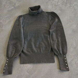 Forever 21 Charcoal Turtleneck Sweater with Buttoned Sleeves